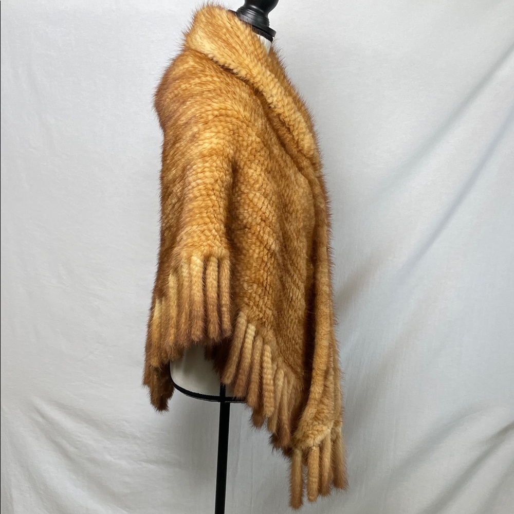 PAULA LISHMAN Limited Hand Knit Mink Fur Cape Poncho Wrap Shawl One Size - Picture 8 of 17